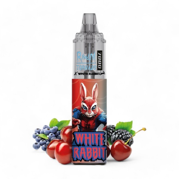 White Rabbit x RandM Tornado 7000 Blue Razz Cherry