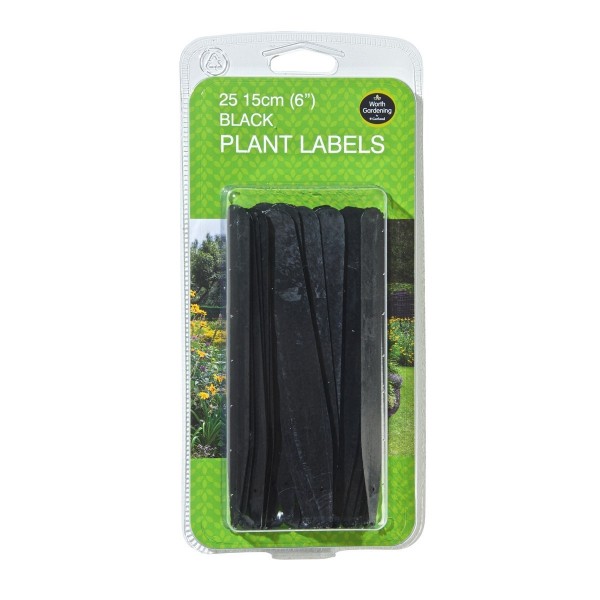 Étiquettes pour plantes noires 15cm lot de 25